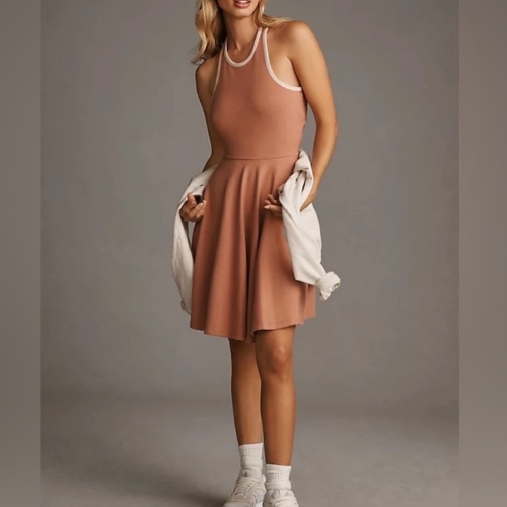 NWT Daily Practice Anthropologie Cutout Fit & Flare Dress Dusty Pink Rose XSmall